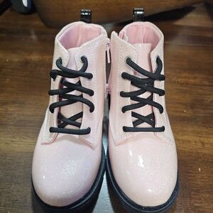 Disney Sparkly Pink Boots with Black Laces